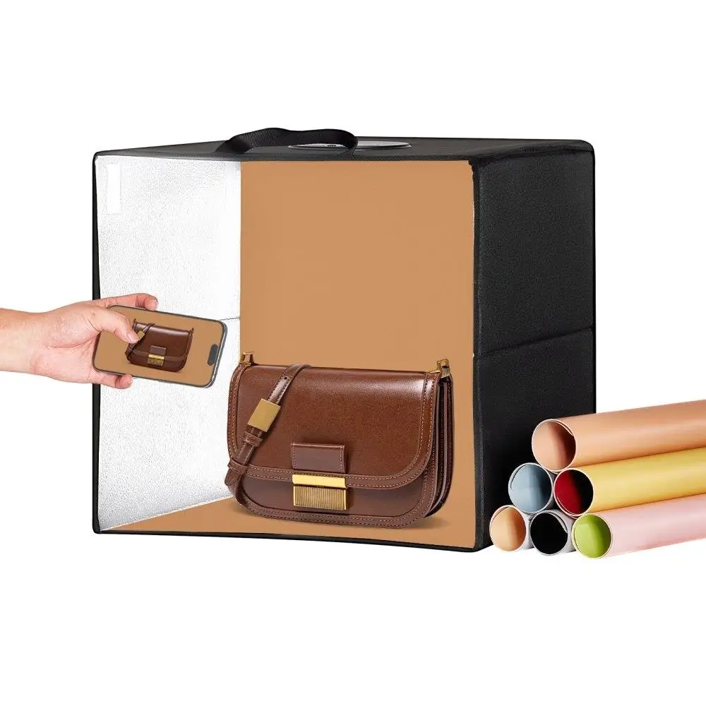 

12x12 Photo Studio Light Box 3000-5600K 6 Dual-Sided Color Backdrop Sets