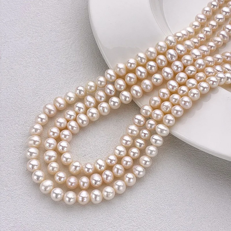

AAA 7-8mm Egg-Shaped Semi-Finished Natural Freshwater Pearls Loose Beads for Jewelry Making DIY Necklace Bracelet Accessories