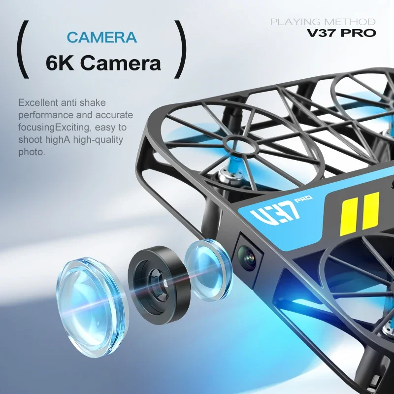 V37 Mesh tasca completamente protettiva Mini Drone fotografia aerea 6K modello di aereo telecomando aereo giocattolo per bambini