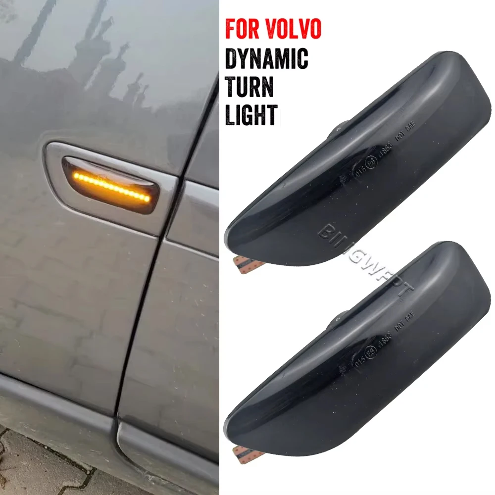OEM # 30722641 34432641 Dynamic LED Amber Side Marker Blinker Turn Signal Light For Volvo S60 V70 XC90 S80 XC70 1998-2007