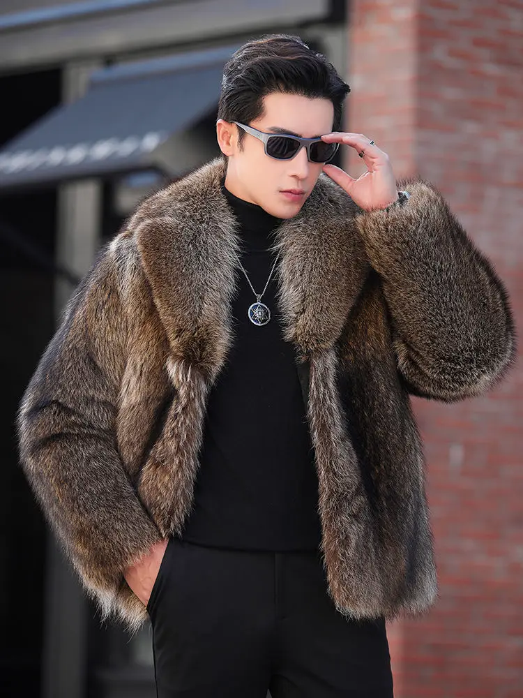 Luxury Brand Fur Coats Men Winter Mink Coat Warm Thick Faux Fur Jacket Men\'s Clothing Overcoat Singer Stage Costumes