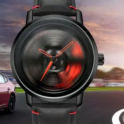 NS Men's Car wheel hub watch Minimalist Fashion Sports Watch Calendar Leather casual Quartz watch