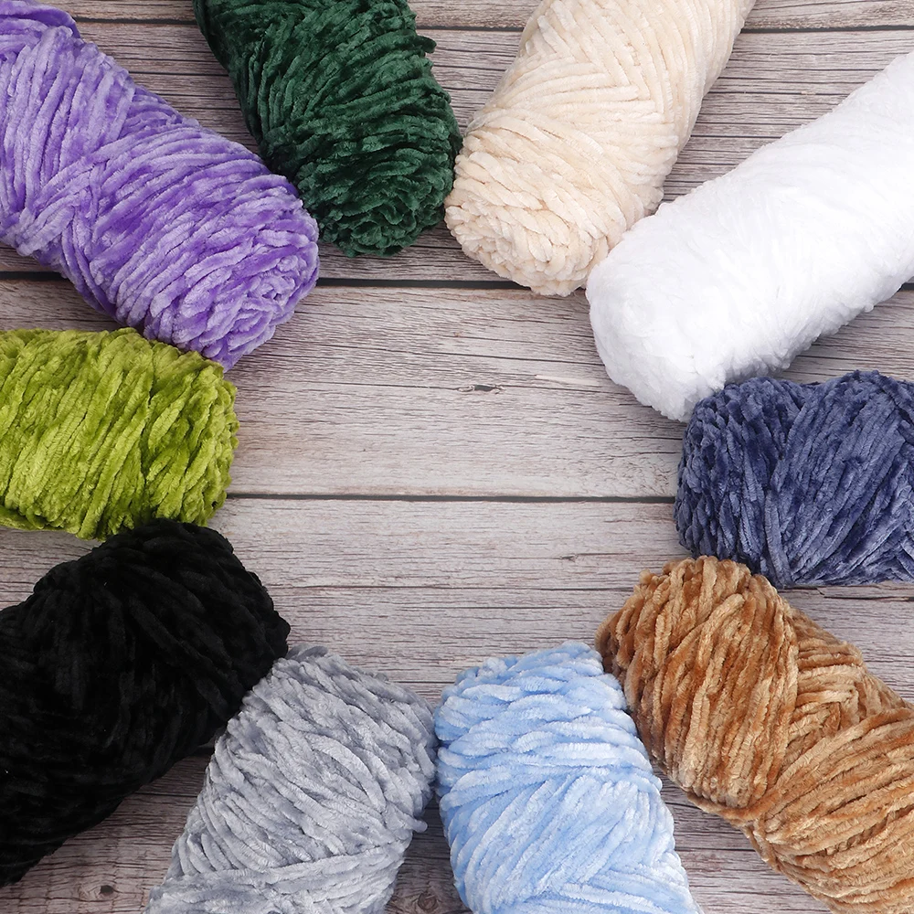 5-teiliges Set aus weichem Polyester-Samtgarn – luxuriöse Chenillegarne, DIY-Stricken und Häkeln zum Basteln, Hüte, Decken, Schals