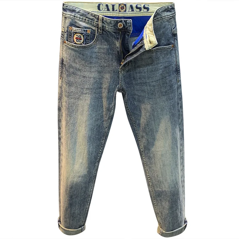 Affordable luxury fashion casual jeans for men2024summer thin loose harem pants high-end embroidered taped pants