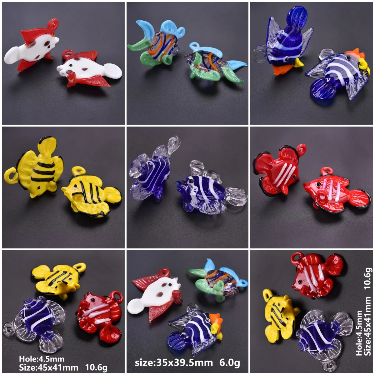 

7pcs Cartoon Creative Marine Life Handmade Glass New Tropical Fish Pendant Hand Diy Amulet Necklace Bracelet Accessories