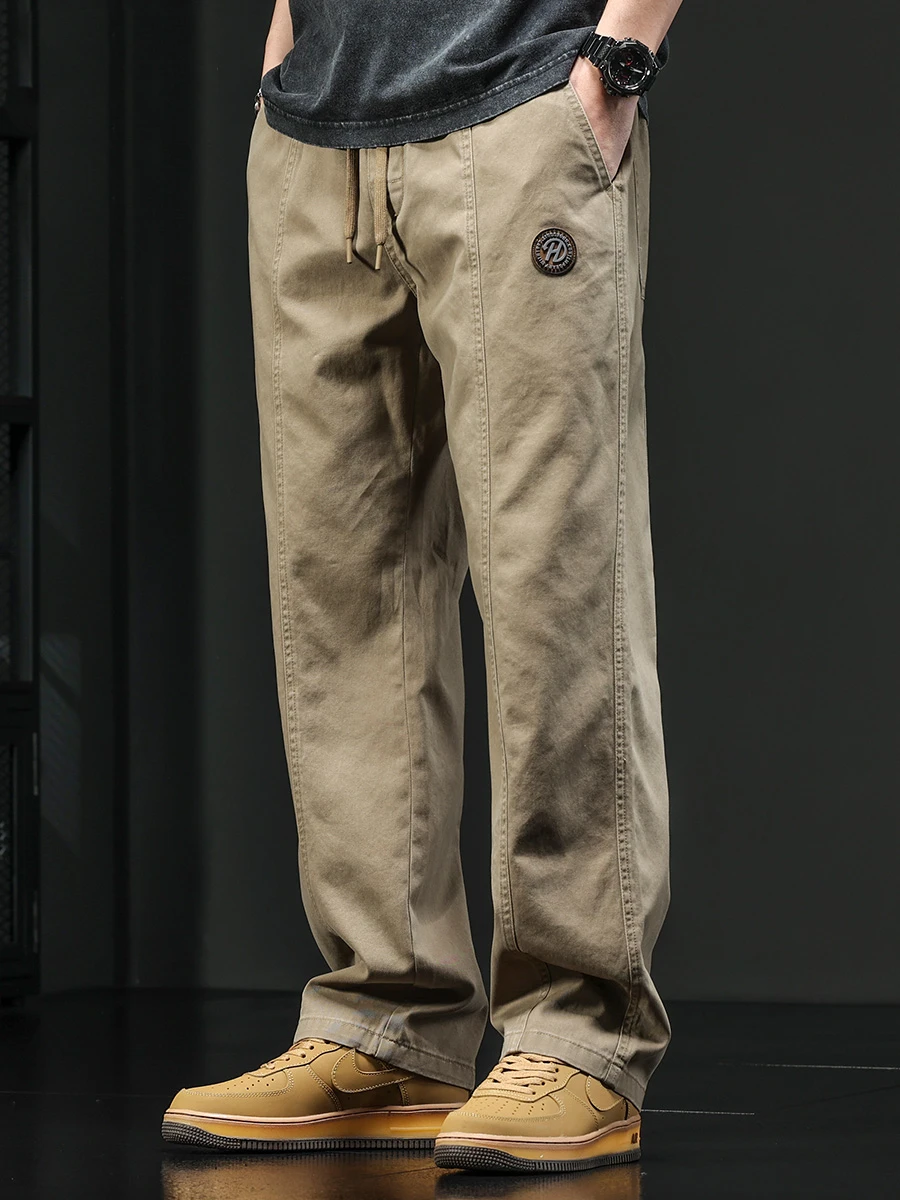 

American Sle Casual Workwear Pants Men's Loose Straight Leg Summer Trendy Brand Loose Large Size Long Pants for Men