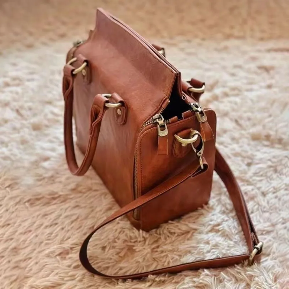 

Fashion Large Capacity Crossbody Bag Stationery Storage Multifunctional Shoulder Bag PU Leather Tote Bag Women