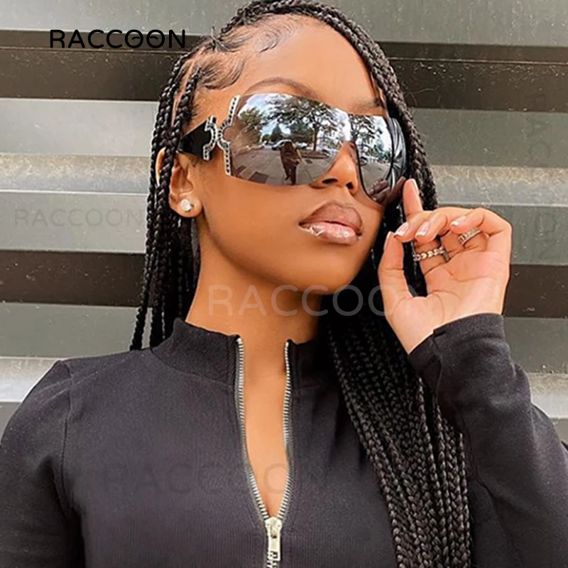 Oversized Y2K Rhinestone Sunglasses Women Vintage Wrap  display picture 1