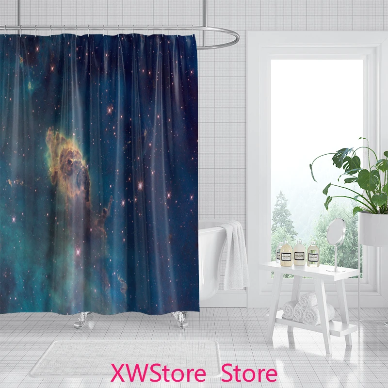 

Van Gogh Starry Night Shower Curtain Swirling Blue Gold Artistic Bath Decor