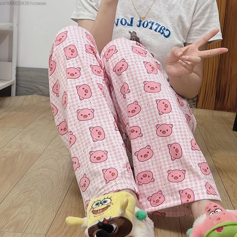 Kawaii Anime Pig Pajamas Pj Pants Y2k Cute Cartoon Casual Pink Sleepwear Women Home Pyjama Pants Female Trouser Y 2k Fashion