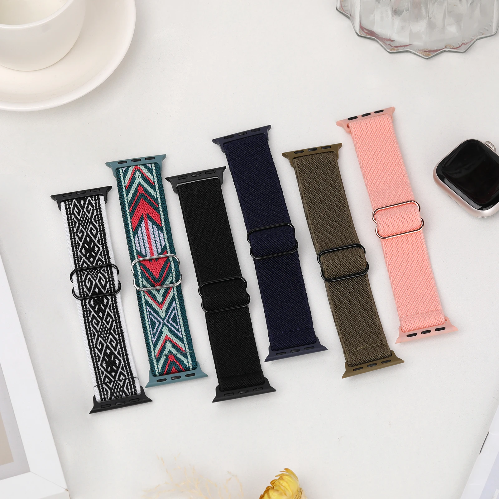 シュシュストラップ Apple Watch バンド 42 ミリメートル 44 ミリメートル 41 ミリメートル 45 ミリメートル 38 ミリメートル 40 ミリメートル 49 ミリメートル弾性ナイロンブレスレット iWatch シリーズ 10 9 se 8 7 ウルトラ 2