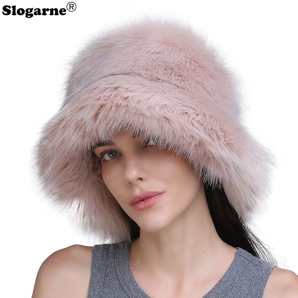 

2025 Y2K Пушистая Панама из искусственного меха Женская теплая толстая плюшевая зимняя шапка из лисьего меха Леди Роскошные модные пушистые панамские рыбацкие шапки
