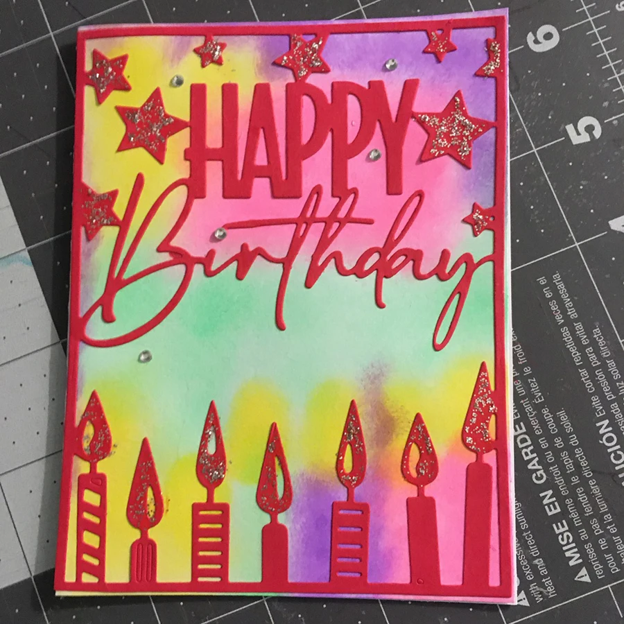 2024 New 14*11CM Happy Birthday Candle Background  Metal Cutting Dies for Scrapbook paper craft knife mould blade punch stencil