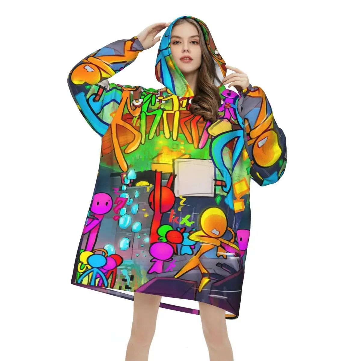 Alan Becker Blanket Hoodie Oversized Wearable Sweatshirt Blanket Warm Gifts for Women Girls Girlfriend