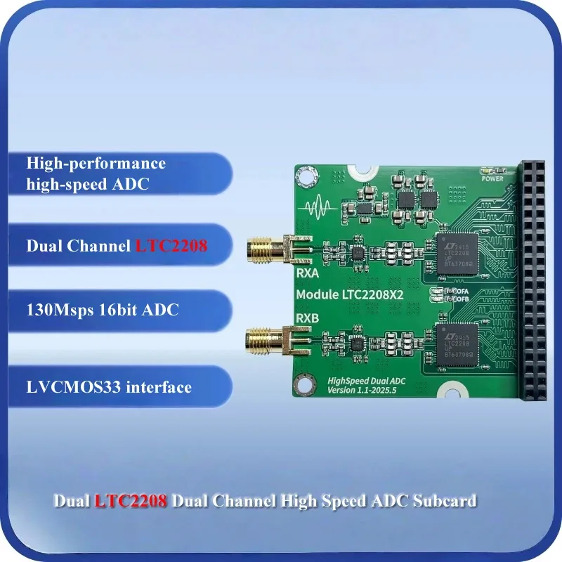 High Speed ADC Module,Arbitrary Waveform Acquisition,Dual Channel LTC2208