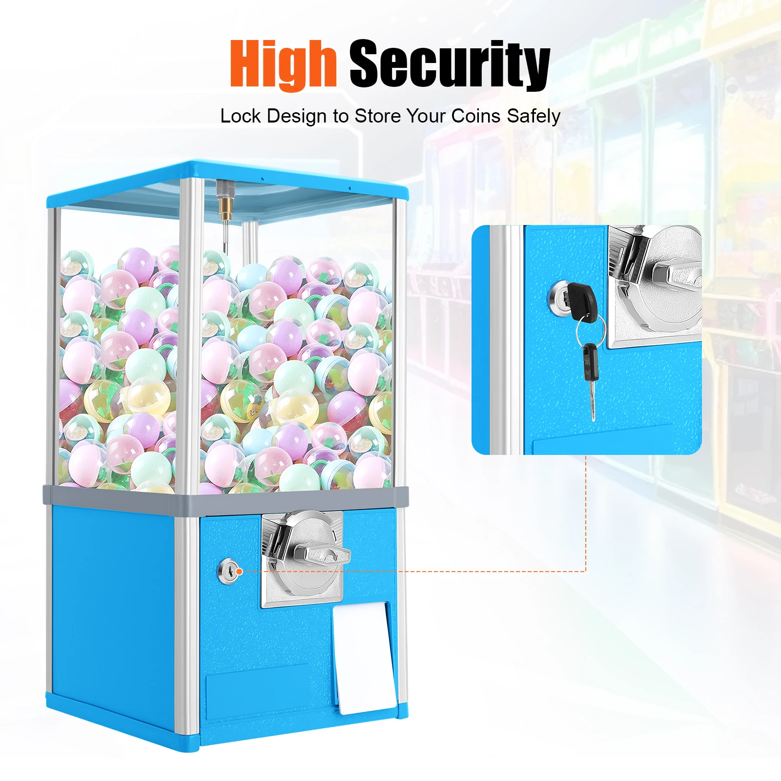 

Coin Operated Capsule Toy Dispenser Accepts 25 Cent Coins Commercial Large Capsule Vending Device For Kids Twister Ball Gumball Selling