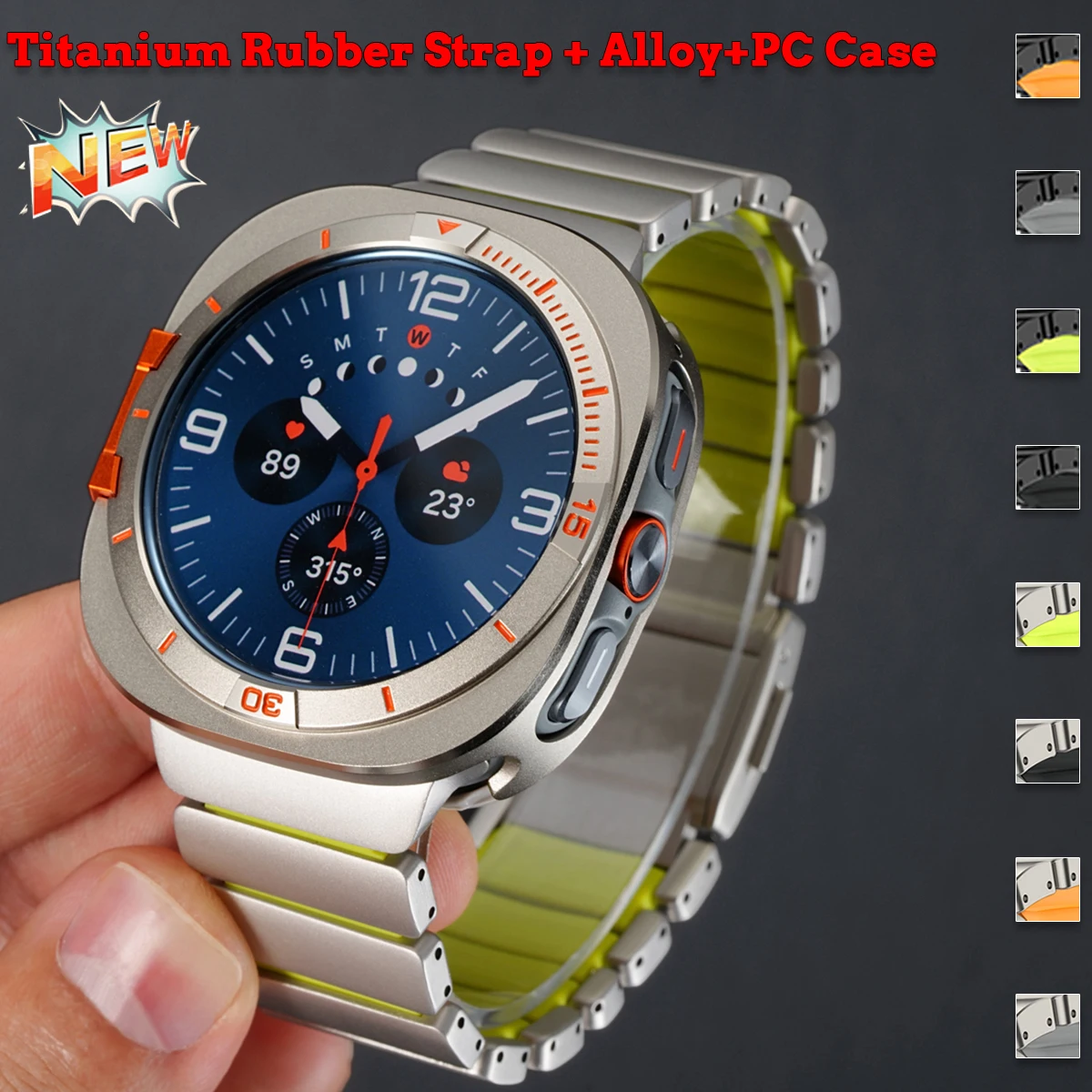 Titanium Rubber Strap+Metal Case For Samsung Galaxy Ultra 2025 47mm Metal Magnetic Business Alloy+PC Hard Cover Watch 7 Ultra 47