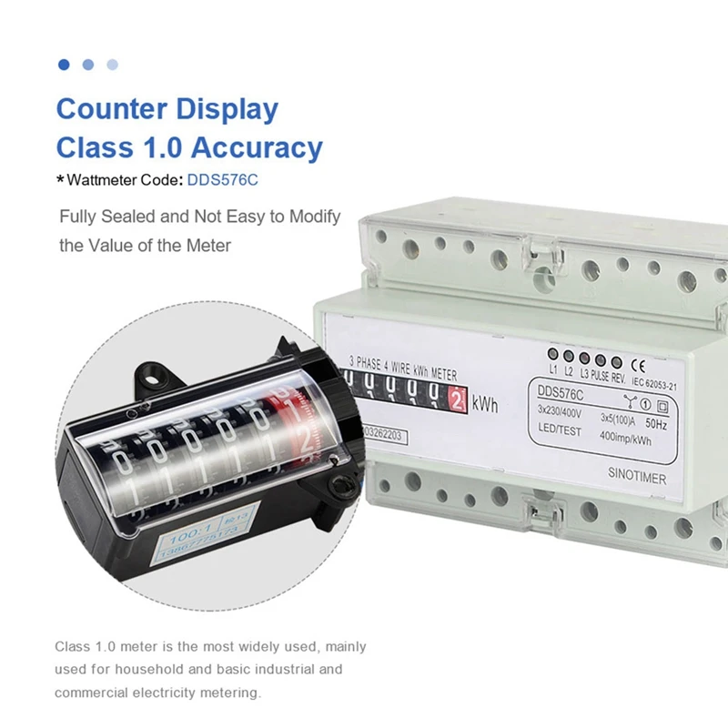 Digital Power Medidor de Eletricidade Elétrica, 3 Fase, 4 Fios, Kwh Monitor De Consumo De Energia, Montagem Em Trilho DIN, AC 380V 400V