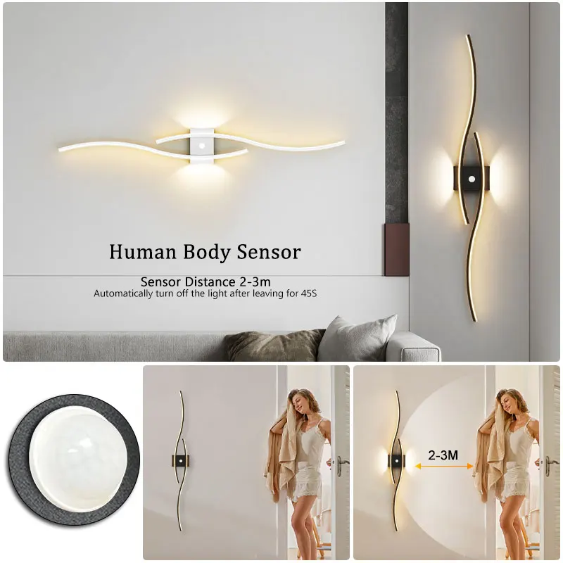 

Крытый PIR датчик движения человека светодиодный настенный бра освещение спальня индукционные светодиодные настенные светильники настенные светильники декор для кухни коридор