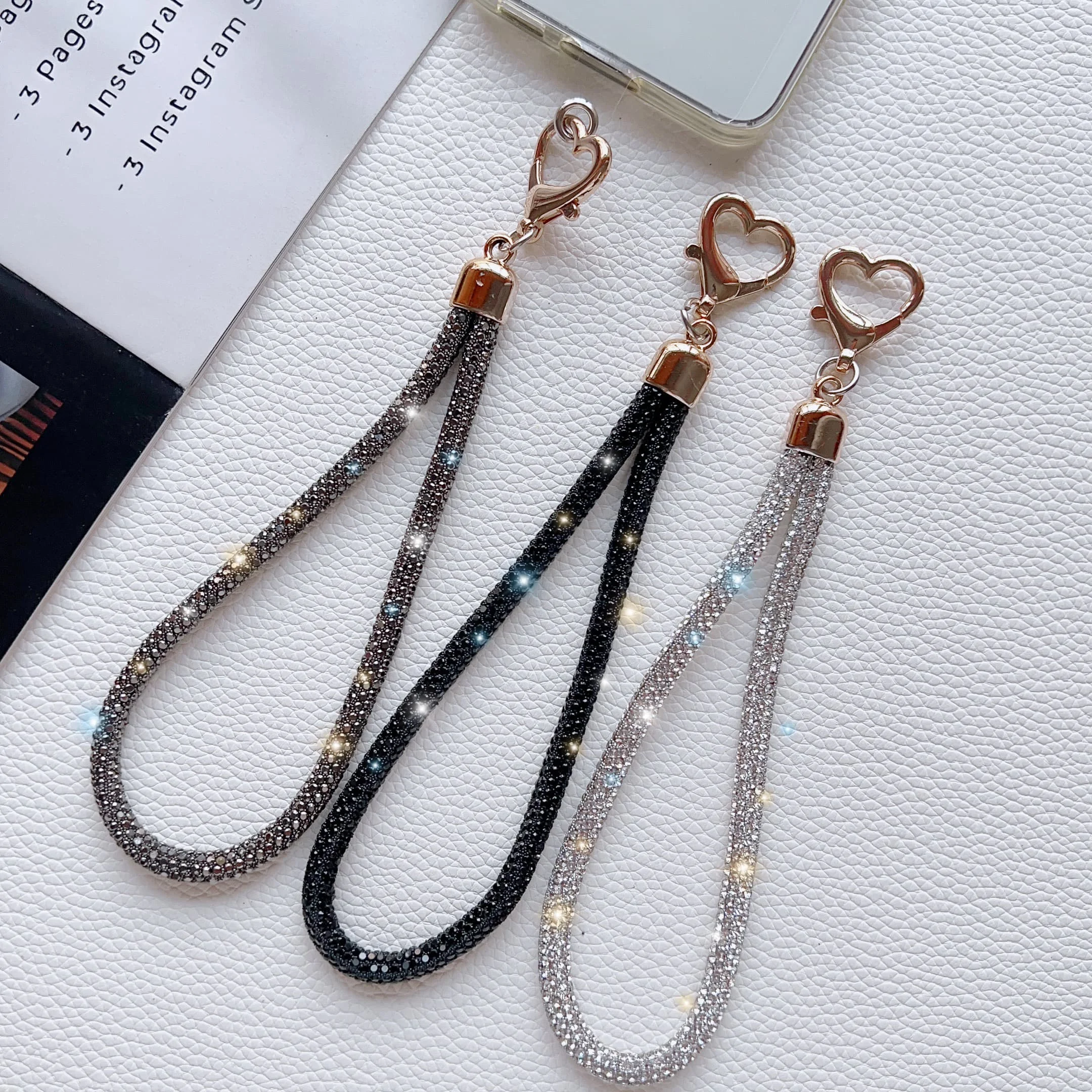 Glitter Rhinestone Phone Lanyard Phone Crystal Wrist Straps Keychain Hanging Anti-lost Rope Bling Bling Hanging Cord
