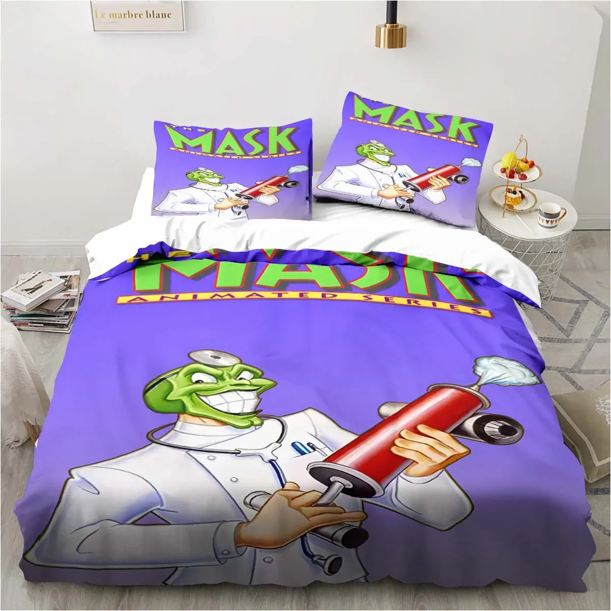 

MASK cartoon duvet cover set Jim Carrey pattern bedroom home pillowcase quilt cover children's room bedding set luxury birthday
