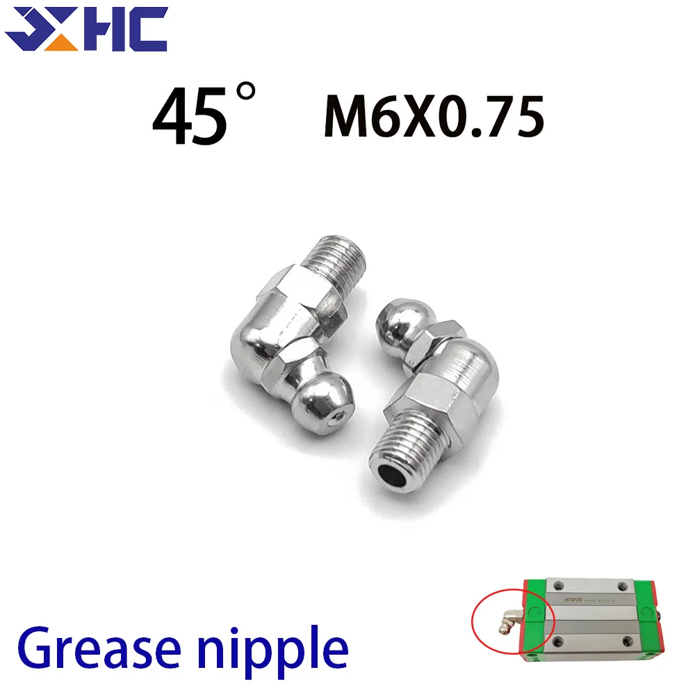 Free Shipping 10pcs M6*0.75 45 ° Grease Fitting HIWIN EGH EGW HGH HGW Slider Special Grease Nipple External Thread Standard Size