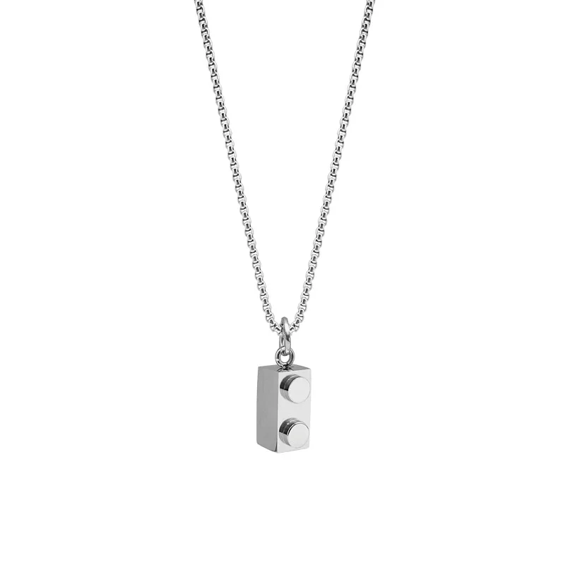 2023 New Lego Granular Necklace Hip Hop Versatile Couple Collar Chain Stainless Steel Necklace Gift Wholesale