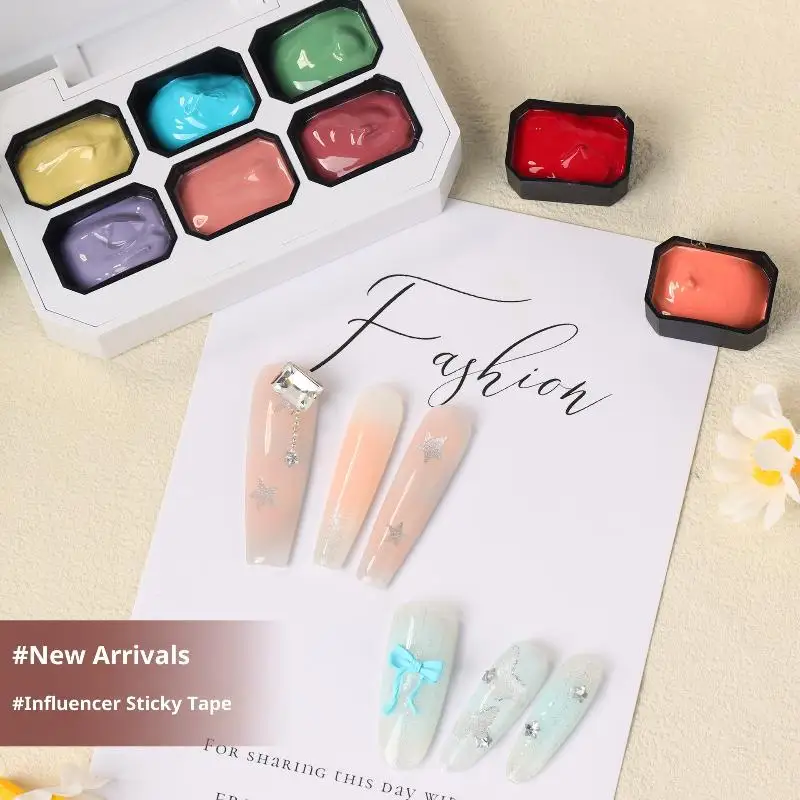 6/18-Colors Gypsum Painting Gradient Nail Polish Patting Glue Smudge Canned High Saturation Popular Semi-Solid Nail Polish Glue