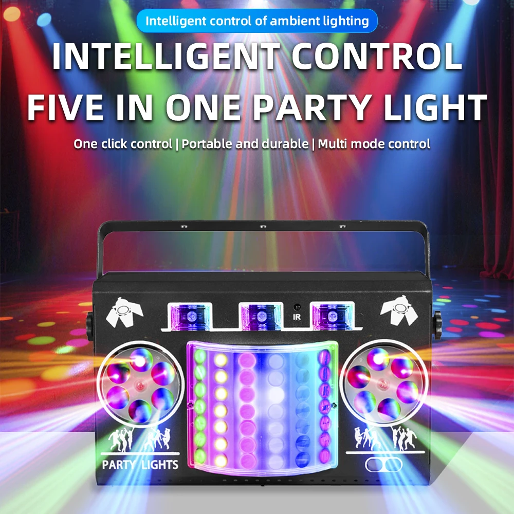 DJ party light disco ball 5-in-1 stroboscopic projection light control induction stage light DMX control family party carnival
