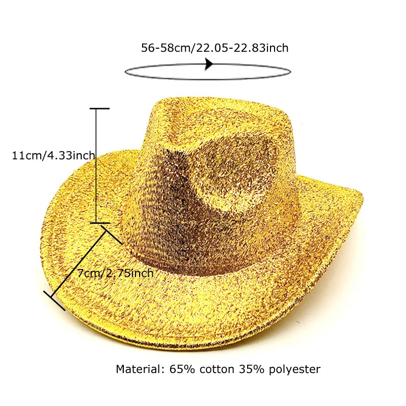 Sprzedaż hurtowa nowej złoty jedwab zachodniej kapelusz kowbojski damskiej sceny wełniany kapelusz dla mężczyzn i kobiet na przyjęcie do czapki
