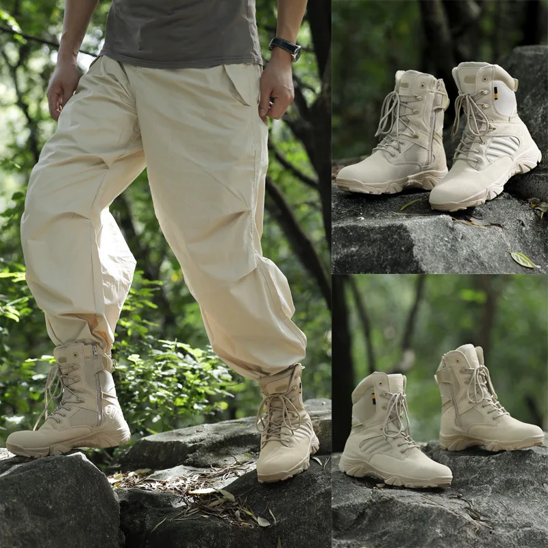 Men Desert Tactical Boots Mens Work Safty Shoes Special Force Waterproof Boot Lace Up Combat Ankle Boots Big Size Wholesale