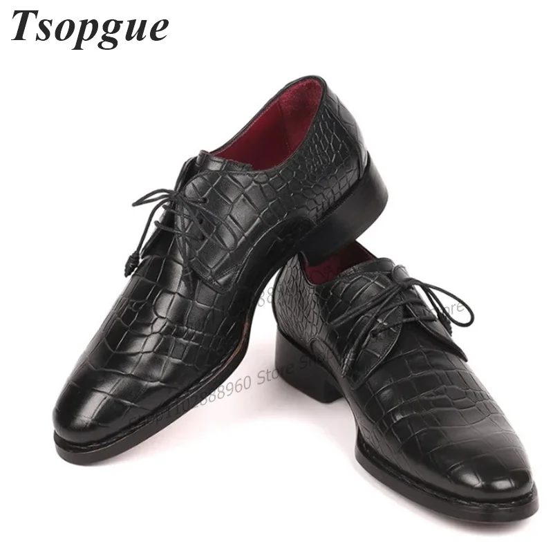 

Cross-Tied Black Alligator Skin Men Shoes Men's Business Pumps High Quality Casual Party Shoes 2023 Fashionable Zapatillas Mujer