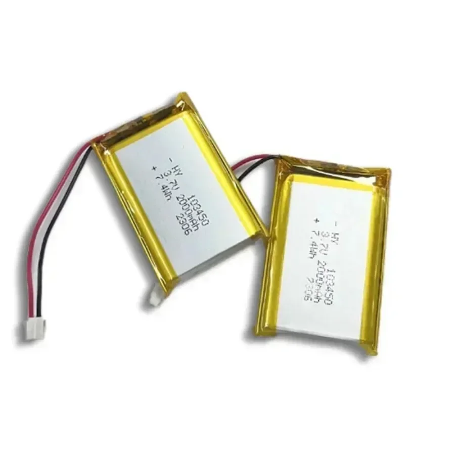 103450 3.7V 2000mAh Polymer Lithium Rechargeable Battery jst PH 2.0mm 2pin plug for Camera GPS navigator MP5 Bluetooth Headset