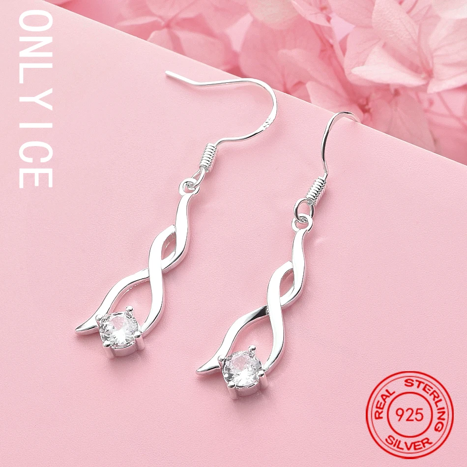 

Hot Sale 925 Sterling Silver Zircons Line Drop Earrings For Women Fashion Jewelry Christmas Gifts Long Earrings