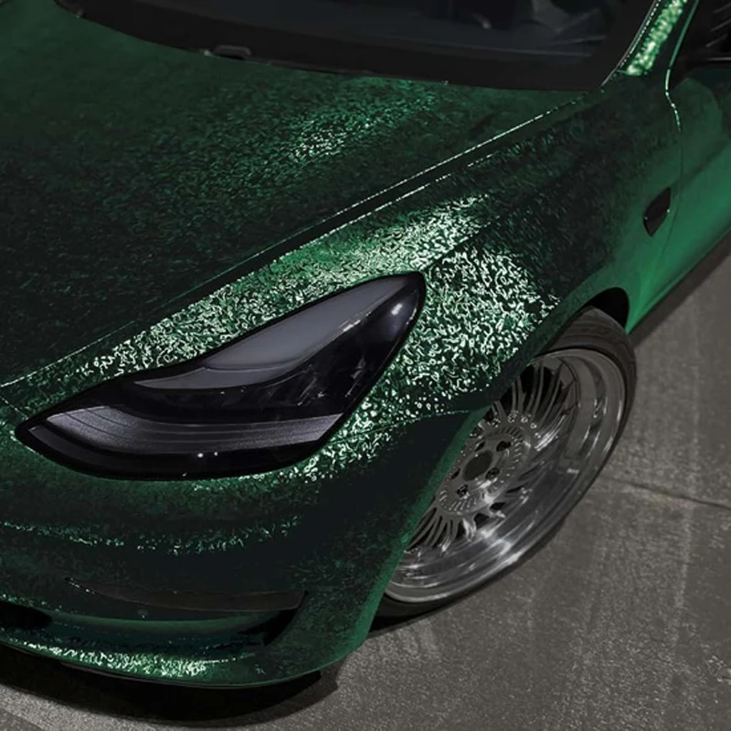 PET Chrome Forged Satin Dark Green Cosmic Ghost Vinyl Wrap Roll DIY Sticker Decal Vehicle Car Wrapping Film with Air Bubble Free