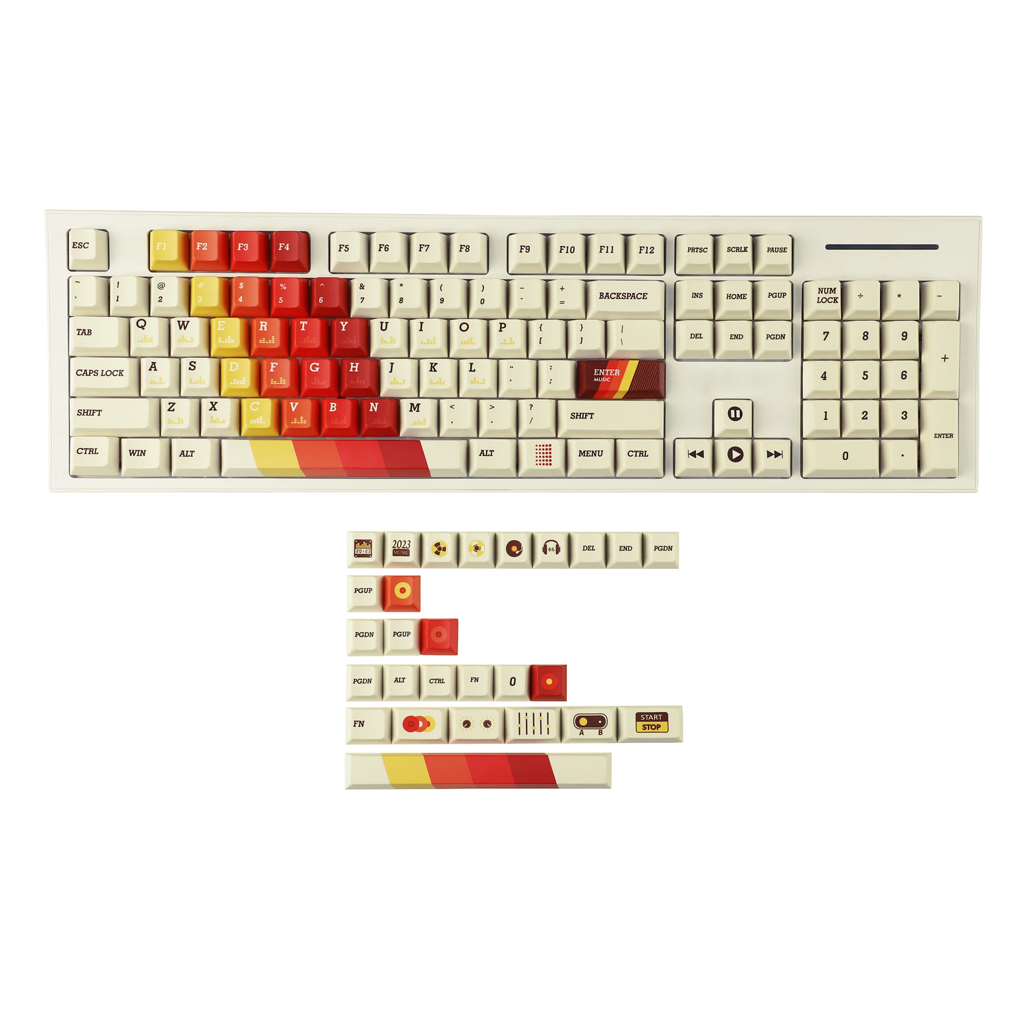 Ymdk keycap PBT แบบหนาพิมพ์ลายเชอร์รีพิมพ์ลาย1970สำหรับคีย์บอร์ดเชิงกล MX 61 68 84 87 96 104 108