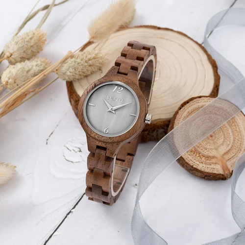 Imagen 2 del producto Reloj de madera para mujer, reloj analógico Wolkenstein de 33 mm, fabricado en madera natural con movimiento de cuarzo japonés