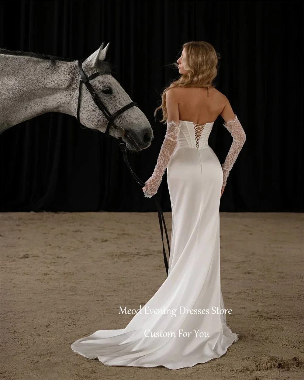 MEOD Sexy Sweetheart Mermaid Weddings Dresses Lace Appliques Vestido De Novia Civil Long Train Backless Wedding Gown Customized