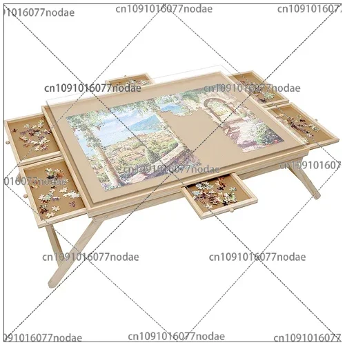 Wooden Puzzle Table 4-Drawer Classification Storage Folding Storage Table Suitable for 1500 Pieces