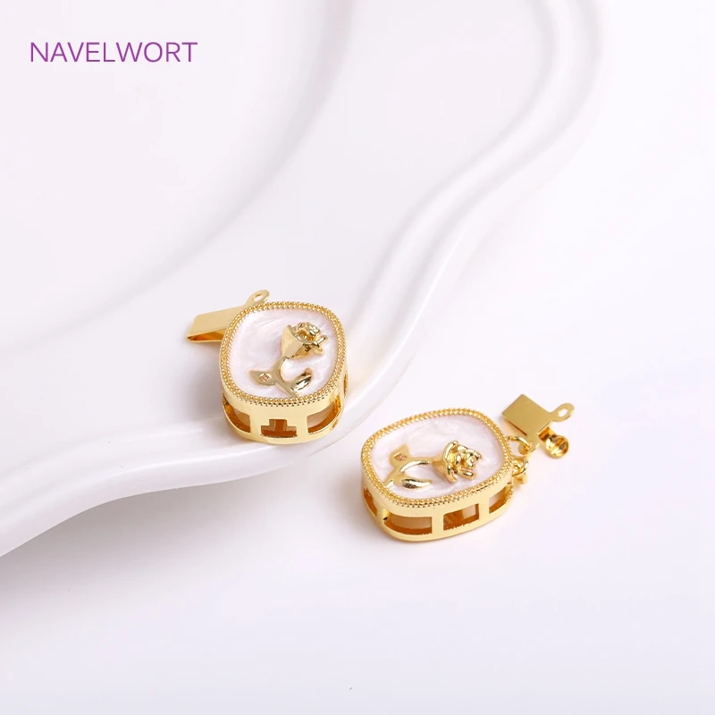 Wholesale 18K Gold Plated Square Filigree Box Safety Clasps Connector For Bracelet Necklace Making,DIY Jewellery Making Susories