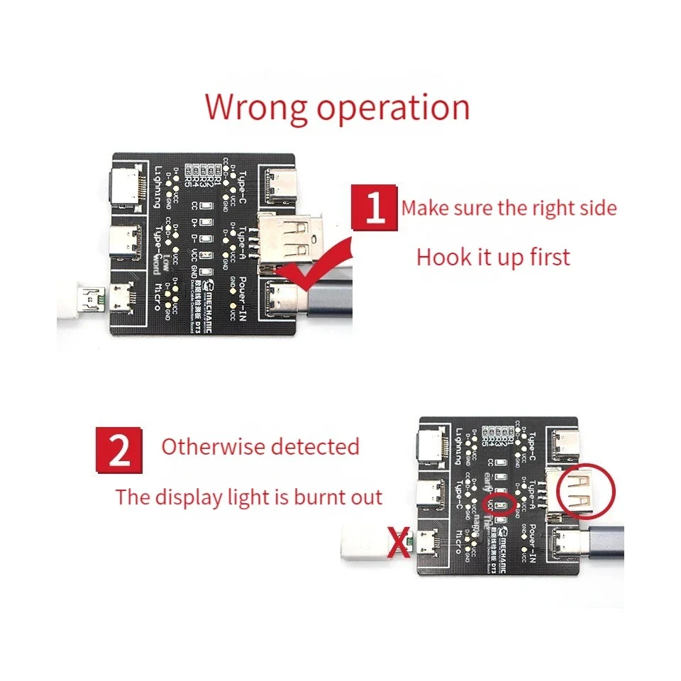 MECHANIC DT3 ON-OFF Data Cable Detection Board For iPhone Android Data Cable Type-C Micro Lightning Data Switching Test Board