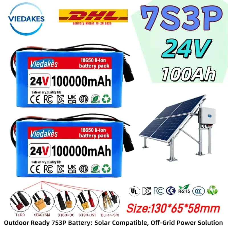 

Long Life Span 24V 10Ah 7S3P 18650 29.4V 100000mAh Li-ion Battery Pack for Emergency Power Li-ion Battery + 2A Charger