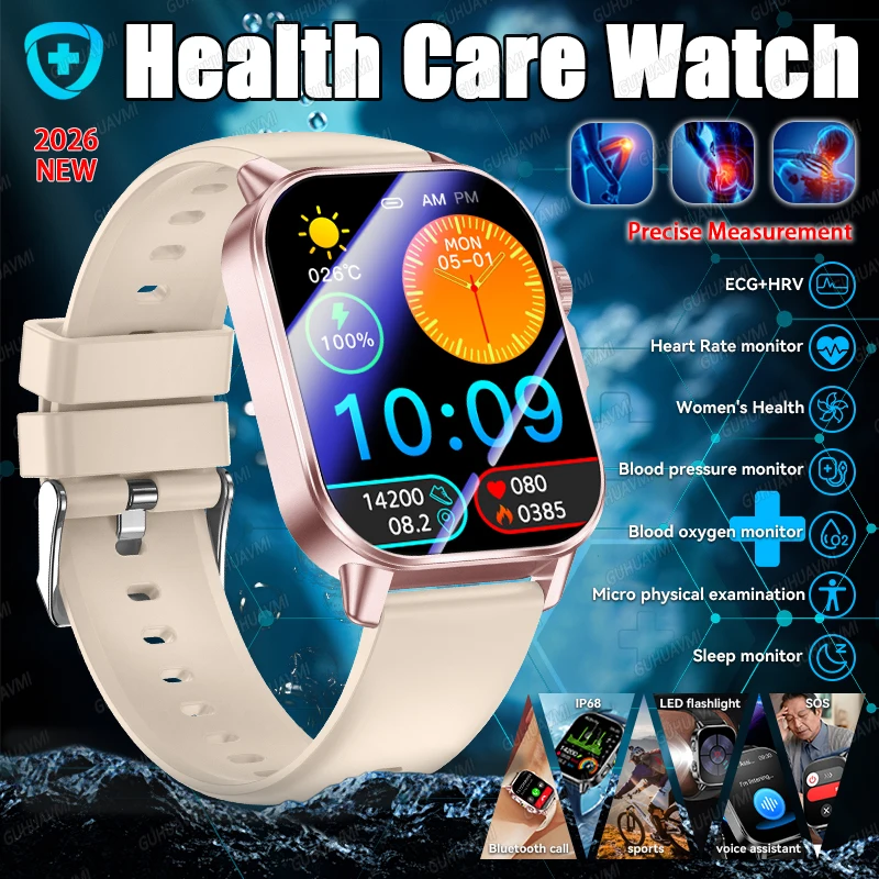 

2026 Body analysis Health Care SmartWatch ECG+HRV Blood Pressure Uric Acid Blood Lipids Bluetooth Call Smartwatchs For Men Women