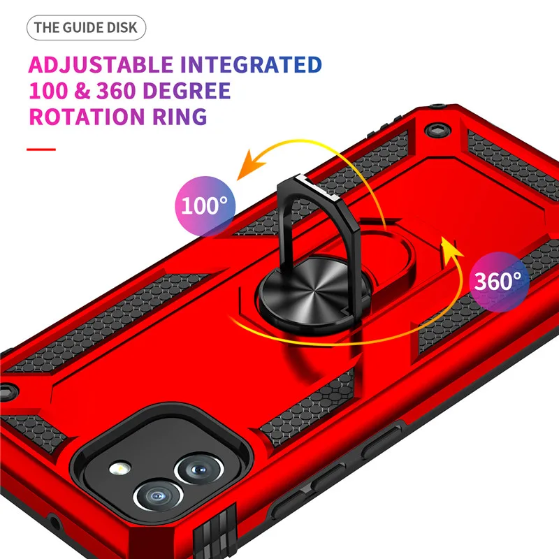 For Samsung Galaxy A03 Case Armor Magnetic Metal Ring Back Cover For Samsung A03 A 03 SM-A032F 6.5'' Stand Holder Phone Cases