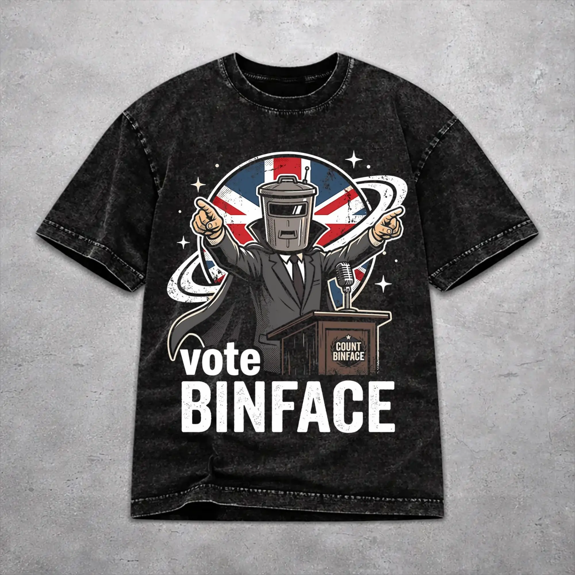 Vote Count Binface For Prime Minister  Washed T Shirt Fashion Harajuku for Men Women  Loose Tee T-Shirts Cotton