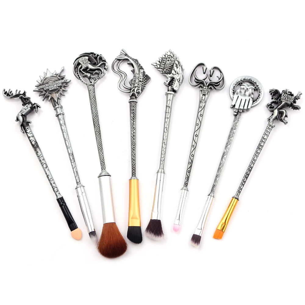 8Pcs/Set Song of Ice and Fire Family Badge Makeup Brushes Daenerys Targaryen Eye Shadow Brush Tools for Fans Cosplay Toy Gift