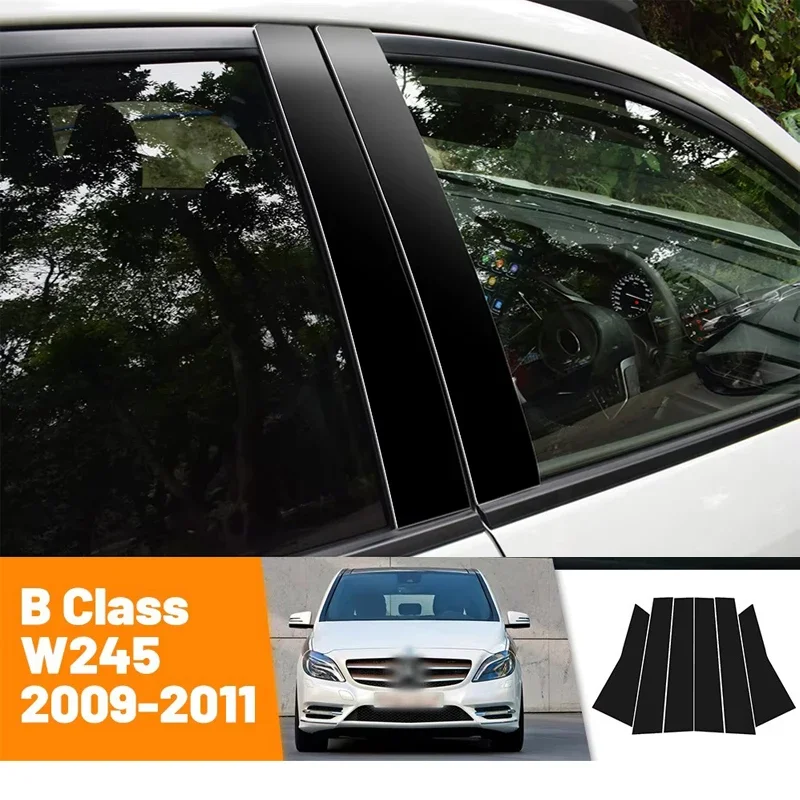 For Mercedes Benz B Class W245 2009-2011 2010 Black Carbon Fiber Doors and Windows B C Pillars Column Decorative Stickers
