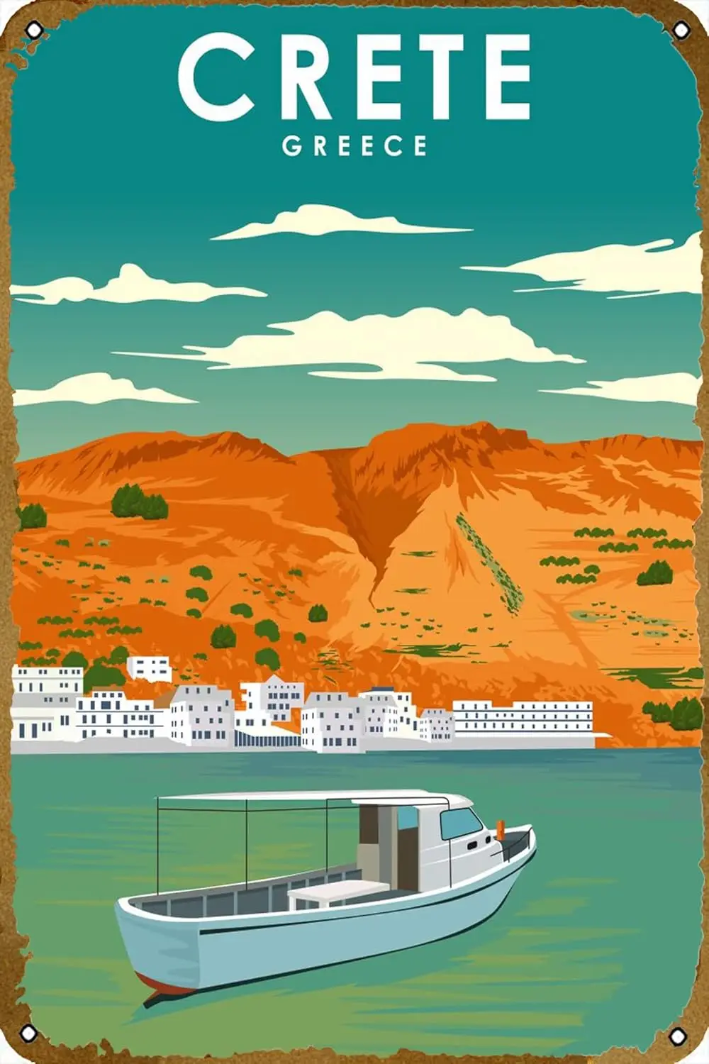 Crete Greece Travel Poster Plaque Poster Metal Tin Sign 8