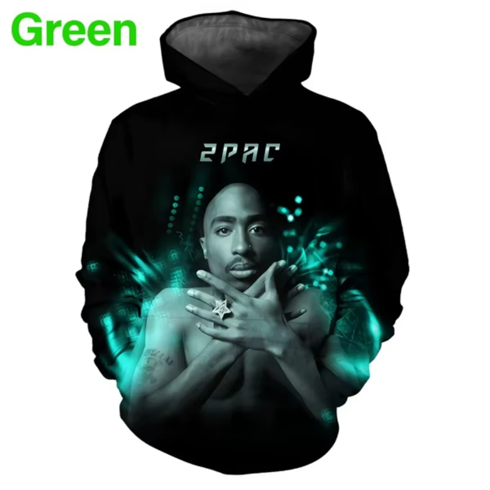 Hip Hop Singer 2Pac 3D Printed Men\'s Hoodie Harajuku Long Sleeves Oversized Outdoor Pullover Sweatshirt Kids Unisex Clothing