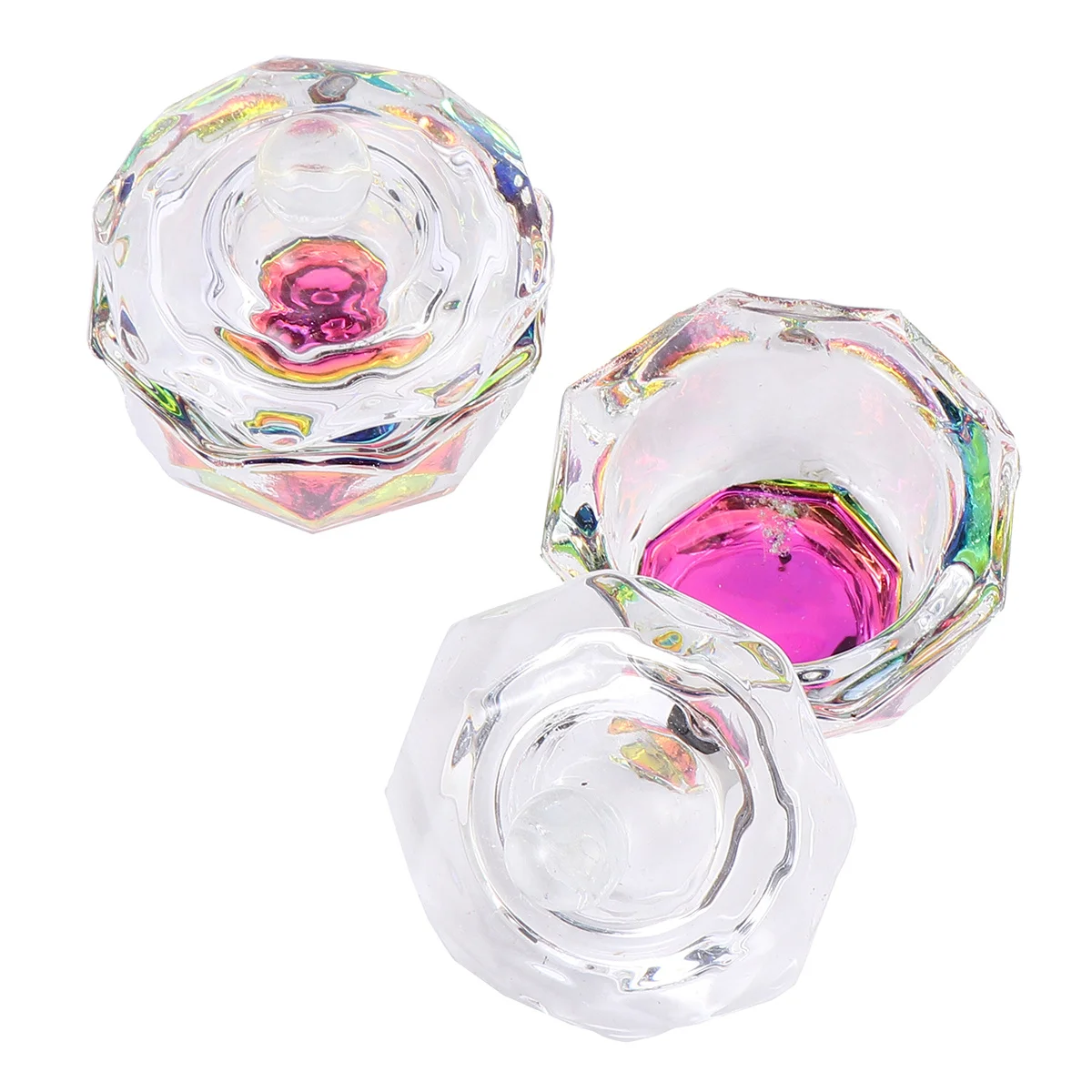 

2Pcs Nail Crystal Bowls Octagonal Glass Mini Acrylic Liquid Containers for Nail Enhancement Salon and Personal Use